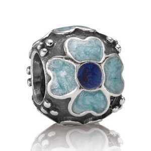 Pandora Retired Sterling Silver Daisy Flower with Blue Enamel Bead - 790433EB